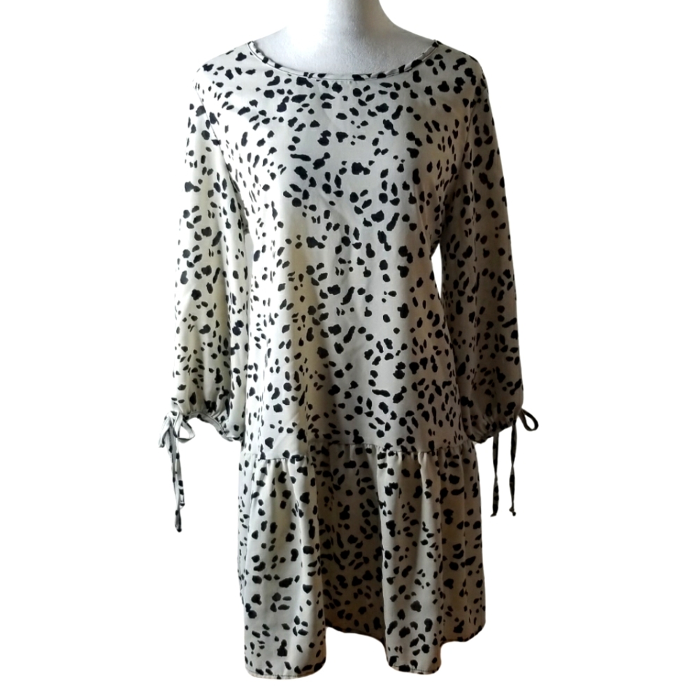 Jade By Jane Dalmatian Print Flowy Peplum Dress